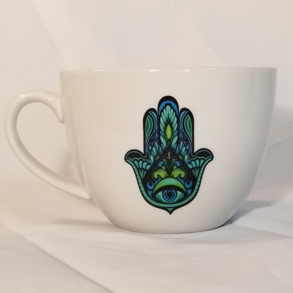 Hamsa Hand Good Luck Coffee Mug Better Homes and Gardens Tea cup 16 oz. - Picture 1 of 9